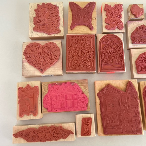 PSX Stampin Up Rubber Wood Mount Victorian House Lot Floral Stained Glass - Picture 7 of 12